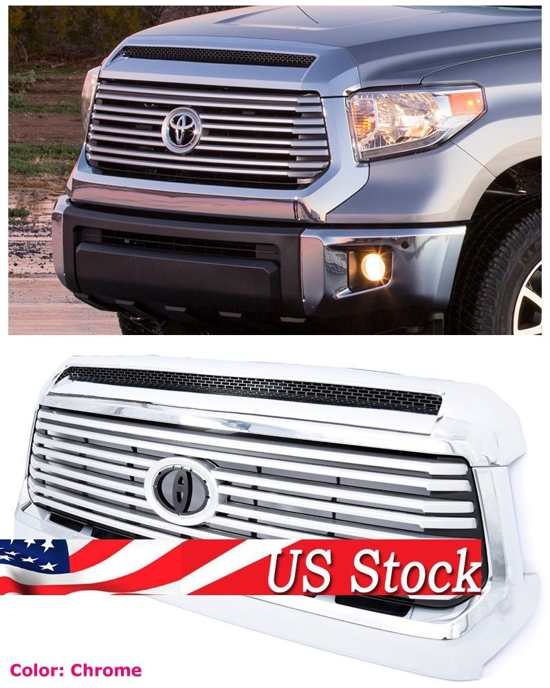 For 2014-2017 Toyota Tundra Platinum Style Front Grille W/ Hood Bulge Molding Chrome