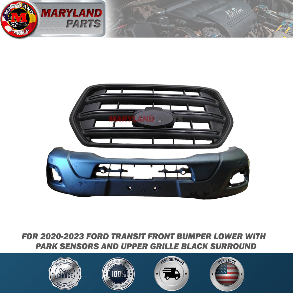 For 2020-2023 Ford Transit Front Bumper Lower with Park Sensors and Upper