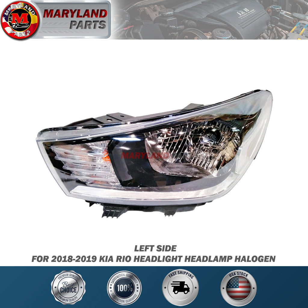 Premium Quality for 2018-2019 Kia Rio Headlight Headlamp Halogen Left Side