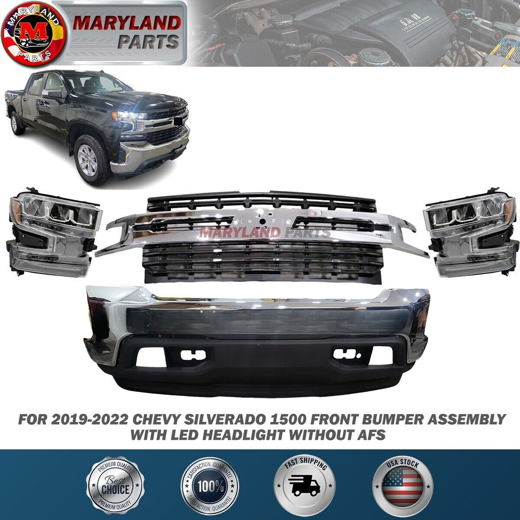 For 2019-2022 Chevy Silverado 1500 Front Bumper Assembly with LED Headlight