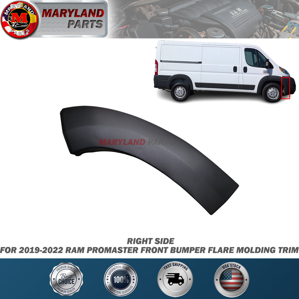 For 2019-2022 RAM Promaster Right Front Bumper Flare Molding Trim