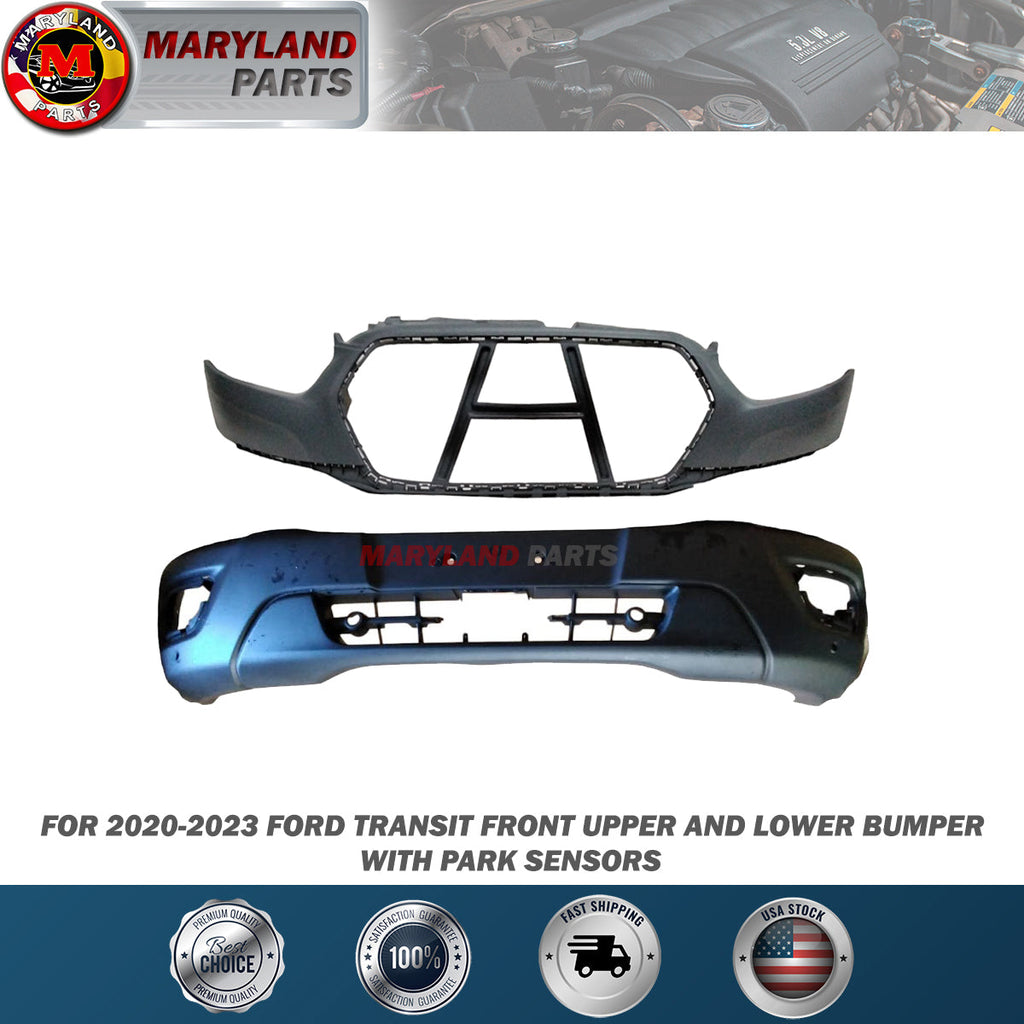 For 2020-2023 Ford Transit Front Upper and Lower Bumper with Park Sensors