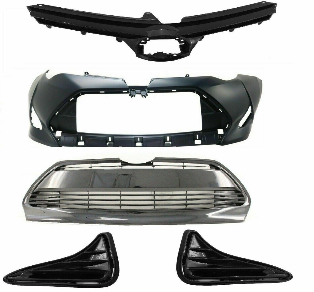 For 2017-2019 Toyota Corolla Bumper Upper Lower Grilles & Foglight Cover