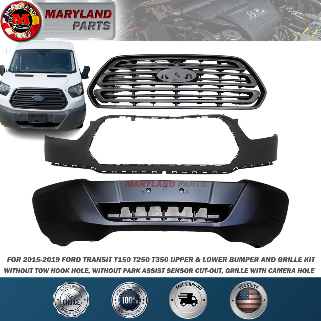 For 2015-2019 Ford Transit Upper Bumper Lower bumper, Grille kit T150 T250 T350