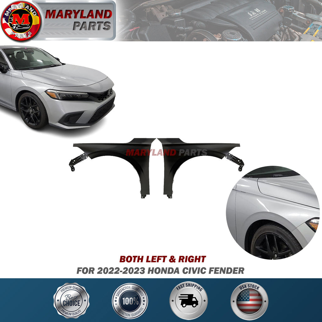 For 2022-2023 Honda Civic Primed Fenders Both Left & Right