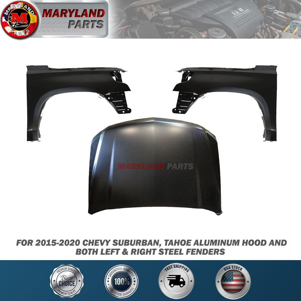 For 2015-2020 Chevy Suburban, Tahoe Aluminum Hood and Steel Fenders