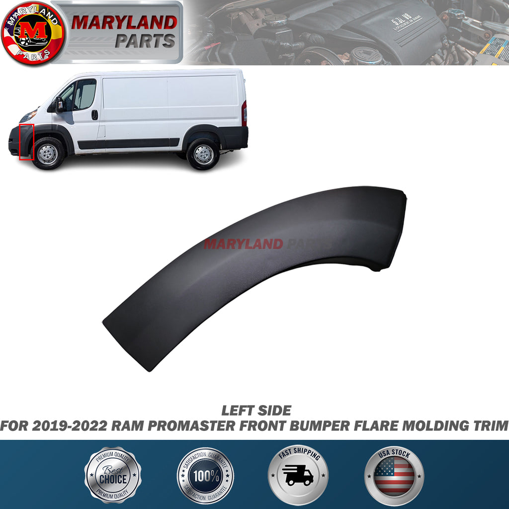 For 2019-2022 RAM Promaster Left Front Bumper Flare Molding Trim